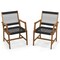 Costway Patio 2pcs Acacia Wood Dining Chairs All-Weather Rope Woven Armchairs Outdoor